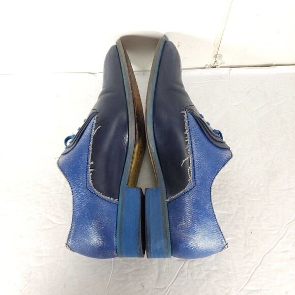 John Fluevog Women's City Angels Istanbul US7,5 Blue Leather Fluttered Oxfords - Picture 11 of 14